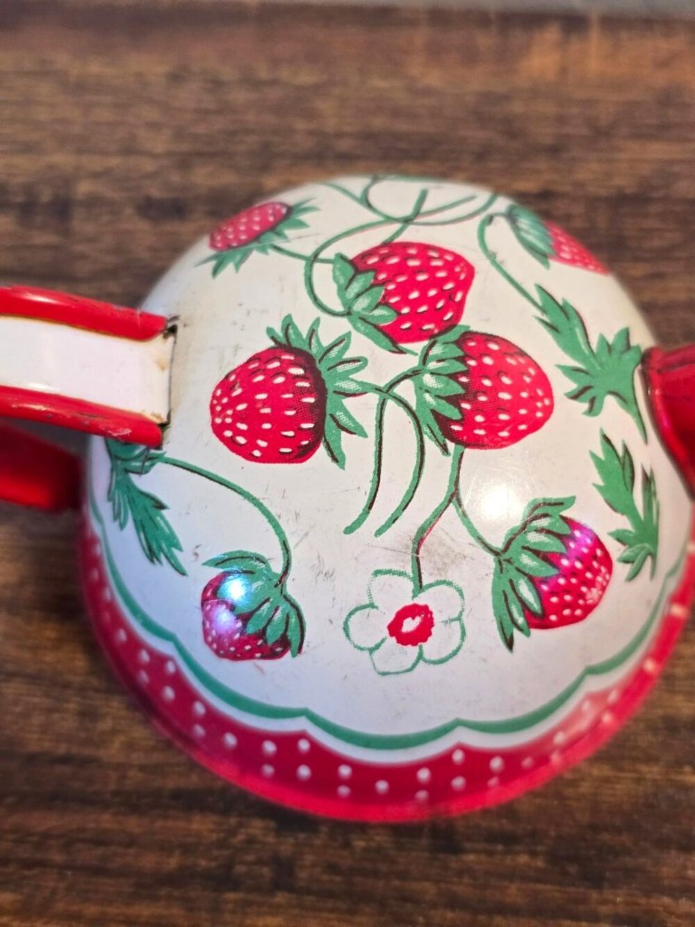 Vintage 1950s Wolverine Strawberry Toy Tea Tin Canister Set 13 pc set READ - Picture 11 of 16